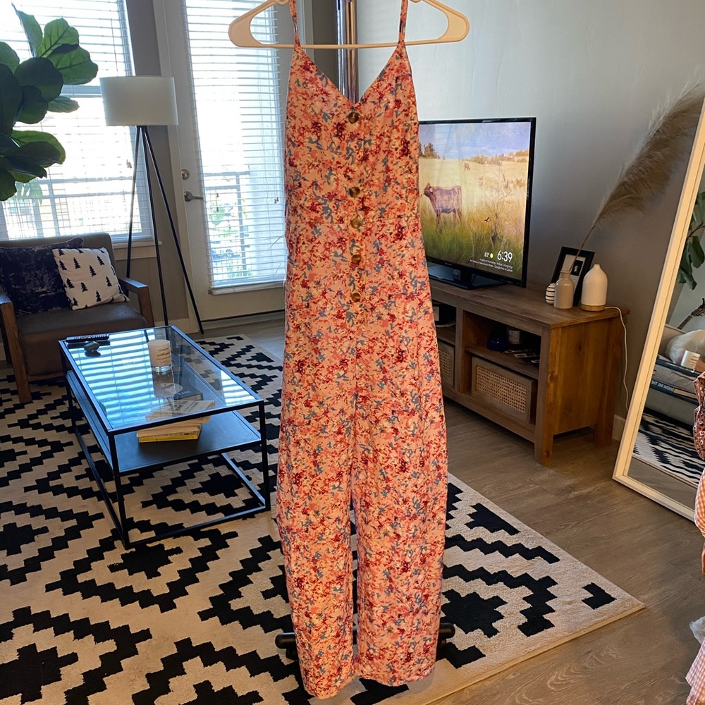 Pink and blue pattern jumpsuit